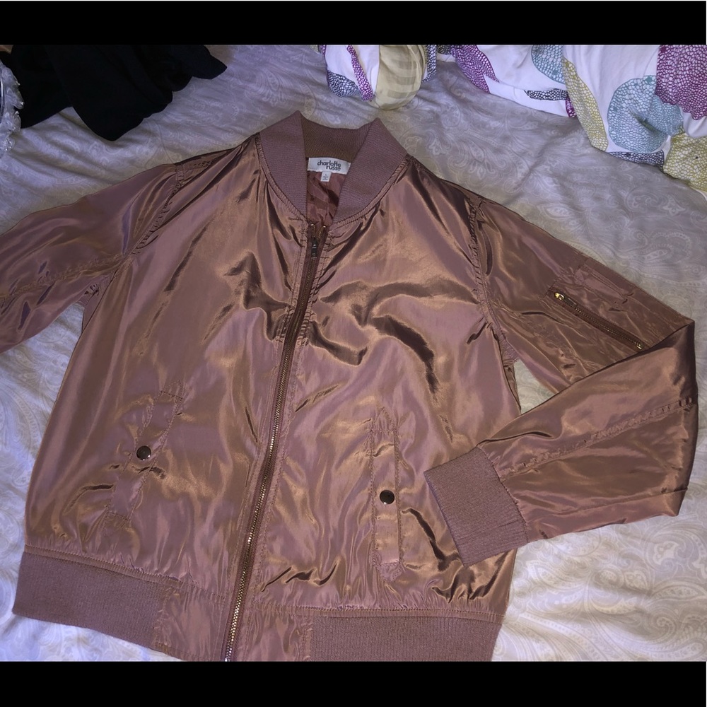 OVERSIZED Mauve Pink Satin Bomber Jacket